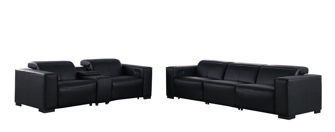 1208 - Leather Reclining Set (Sofa &amp; Loveseat With 5 Power Recliners)