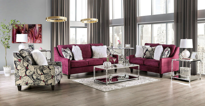 Jillian - Sofa - Plum / Ivory / White