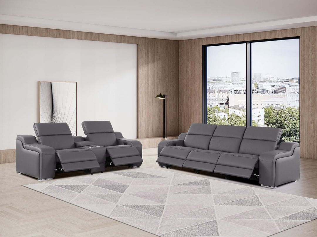1116 - 6-Piece Modular Power Reclining Sofa And Console Loveseat Set In With 5 Power Recliners &amp; Power Headrests
