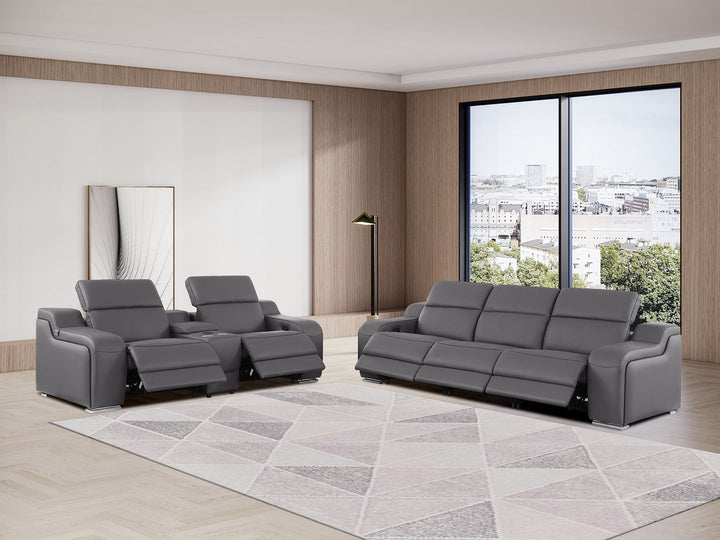 1116 - 6-Piece Modular Power Reclining Sofa And Console Loveseat Set In With 5 Power Recliners &amp; Power Headrests