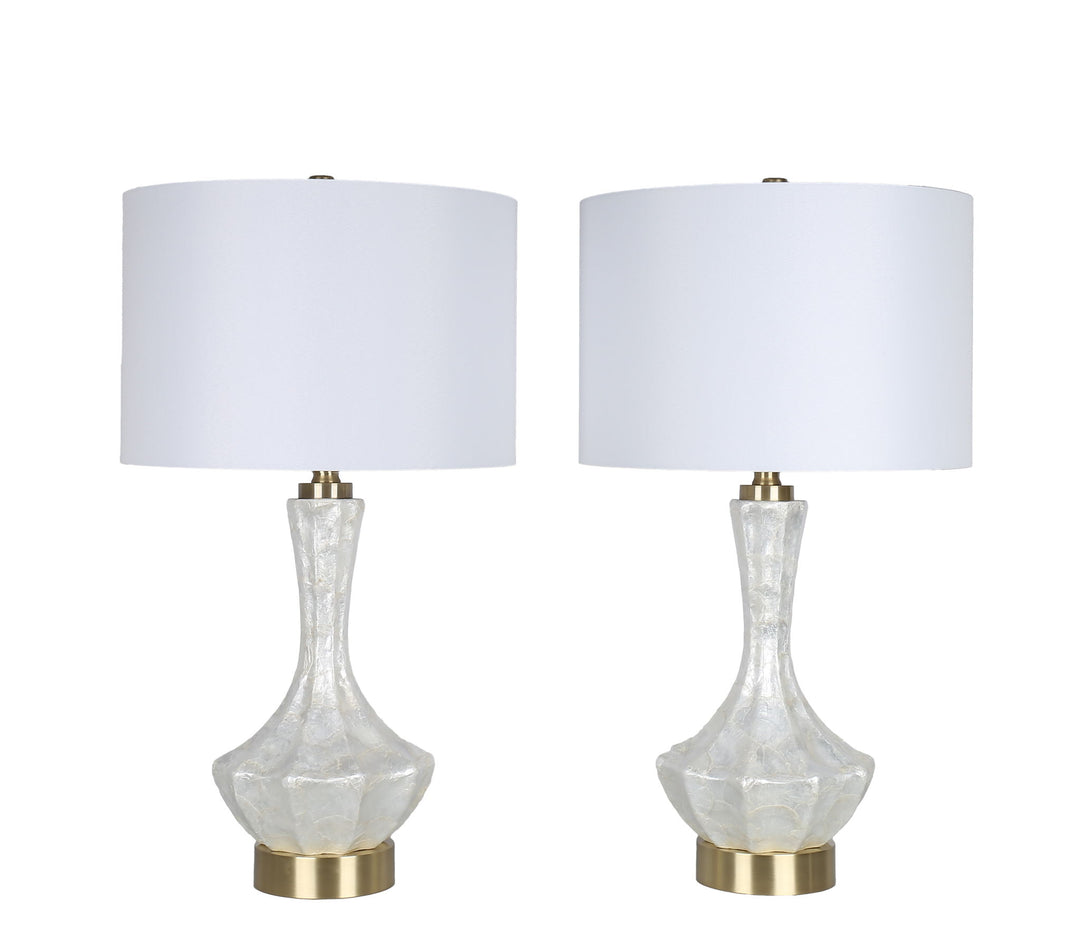 Crystal Shell Capiz Shell &amp; Metal Table Lamp (Set of 2) - White Shell / Soft Gold