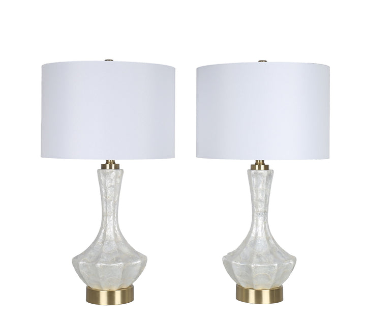 Crystal Shell Capiz Shell &amp; Metal Table Lamp (Set of 2) - White Shell / Soft Gold