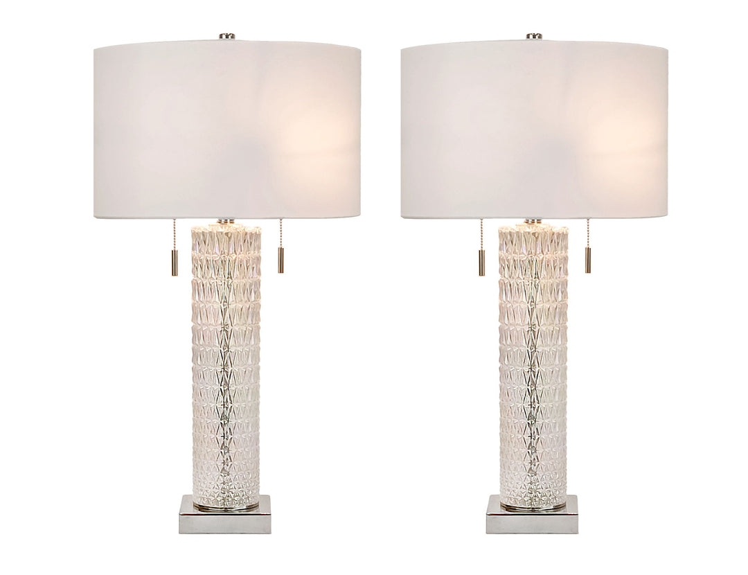 Radiant Glow Iridescent Glass &amp; Metal Table Lamp (Set of 2) - Irradescent / Polished Nickel