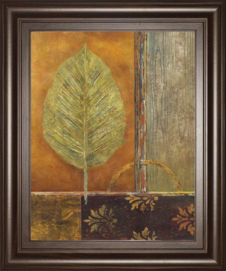 Copper Leaf By Viola Lee - Framed Print Wall Art - Dark Brown