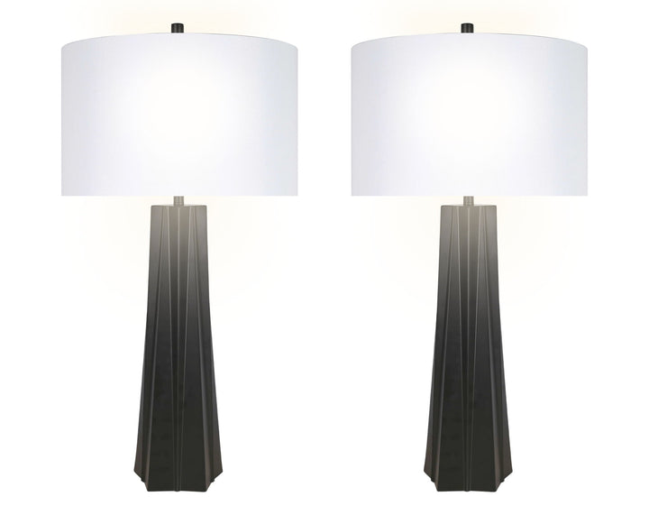 "Obsidian Glow" Metal Table Lamp (Set of 2) - Matte Black