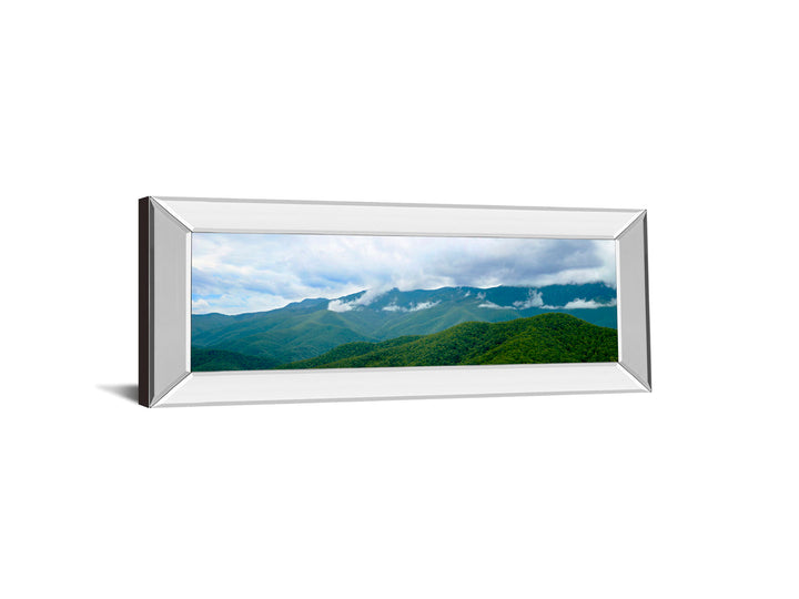Misty Mountains Il By Kames Mcloughlin - Mirror Framed Print Wall Art - Blue
