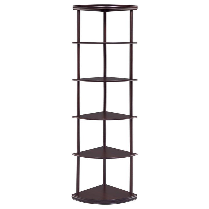 Bonwick - 5-Shelf Corner Bookshelf - Cappuccino