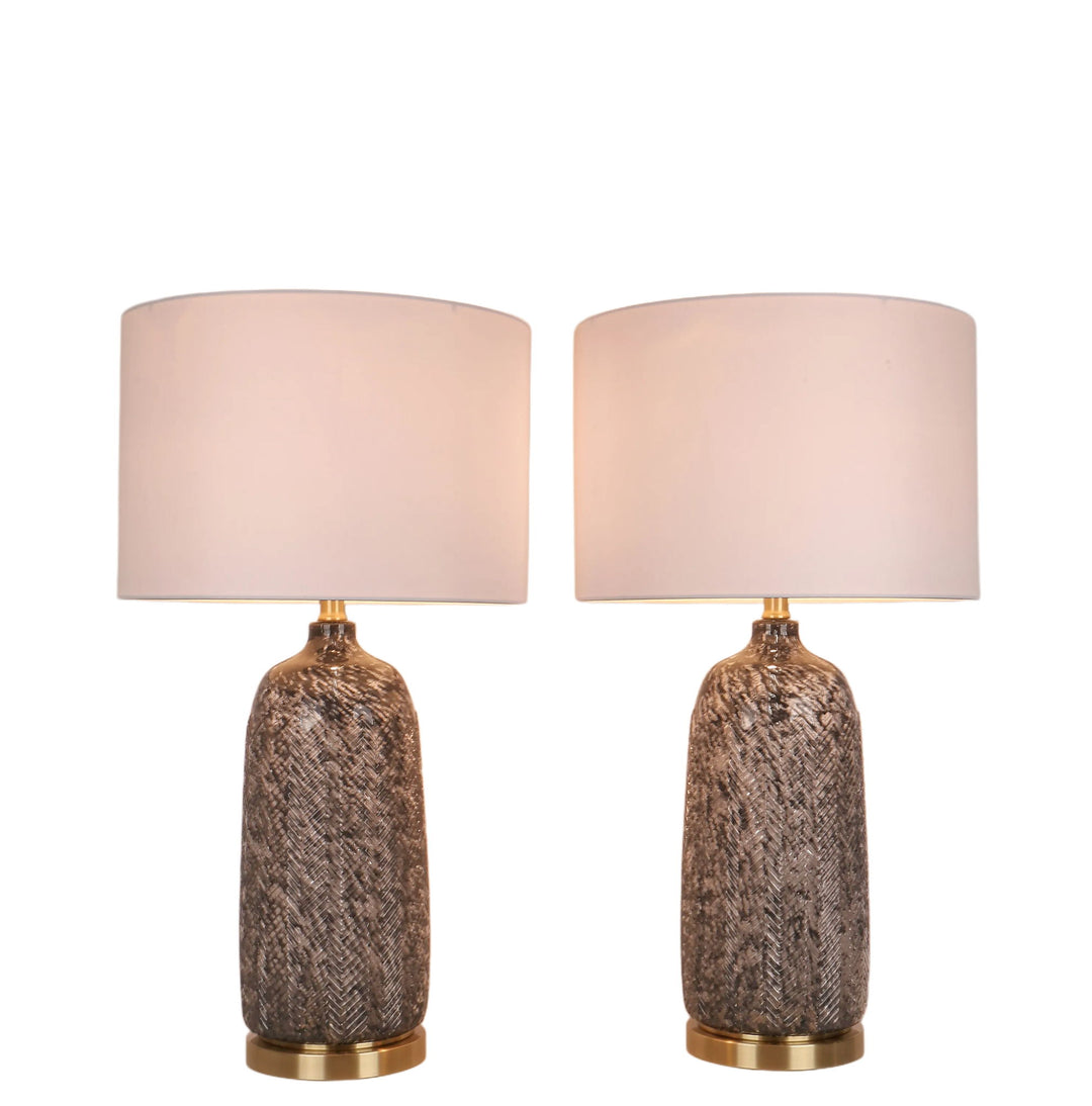 Midnight Weave Art Glass &amp; Metal Table Lamp (Set of 2) - Midnight Weave Art Glass