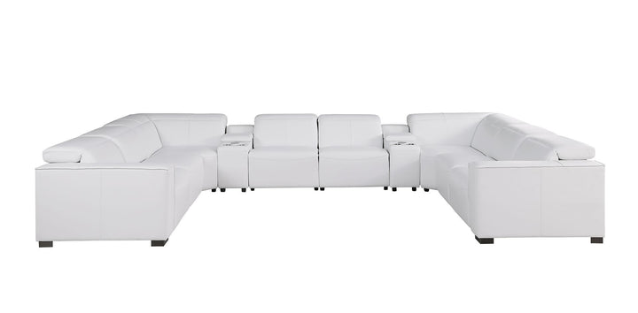 1208 - 10 Piece U Shaped Leather Sectional With 4 Power Recliners &amp; Power Headrest