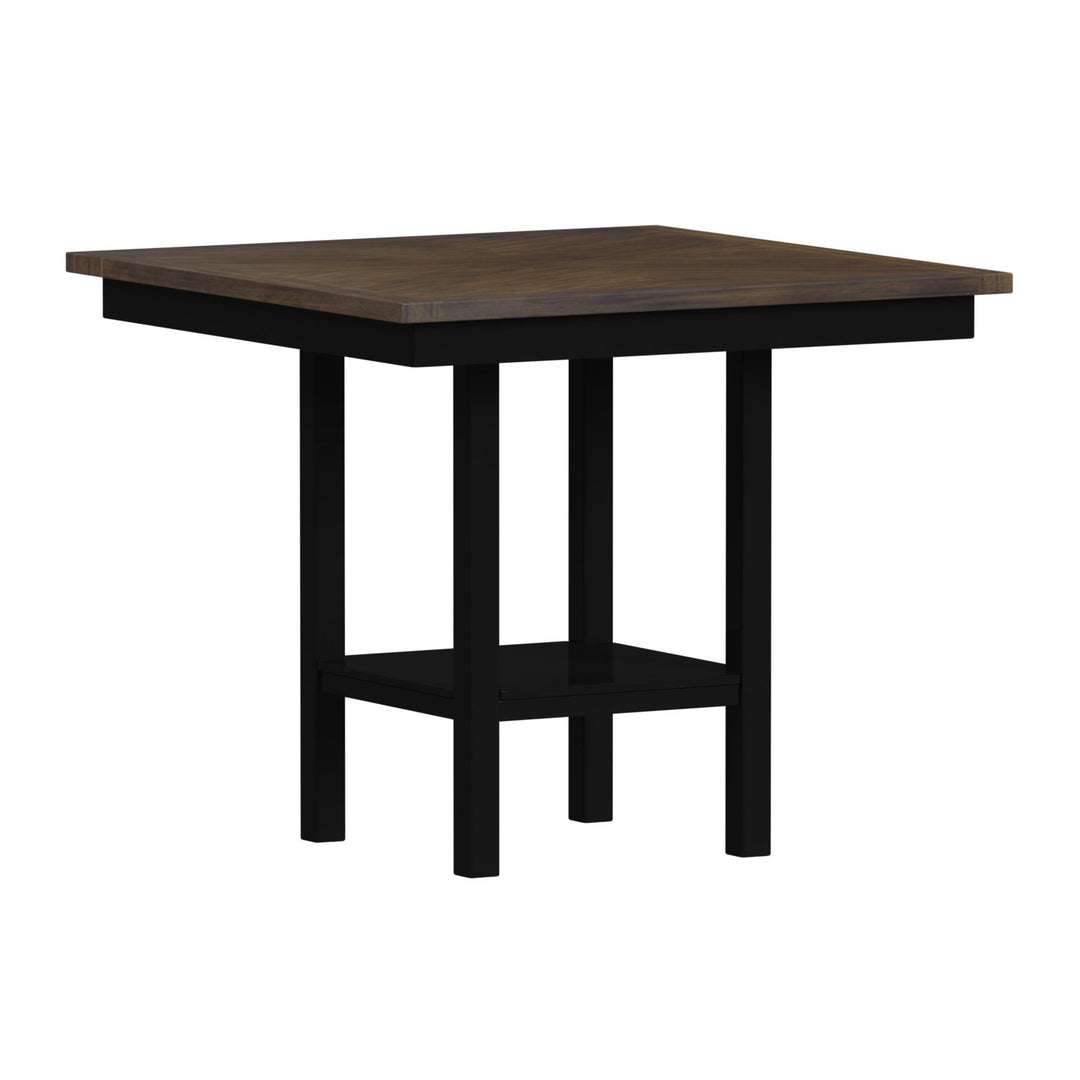 Brooks - 5 Piece Counter Set With Table And 4 Upholstered Seat &amp; Wood Back Chairs - Medium Brown &amp; Black
