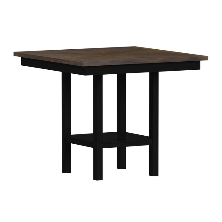 Brooks - 5 Piece Counter Set With Table And 4 Upholstered Seat &amp; Wood Back Chairs - Medium Brown &amp; Black