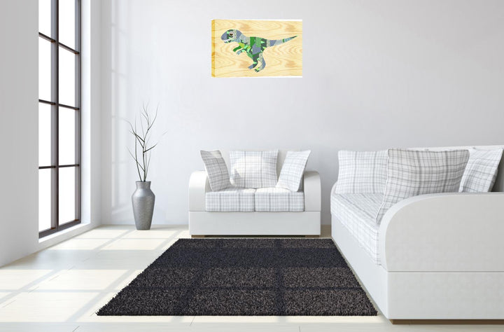 Mixed Media Canvas Dinosaur - Light Brown