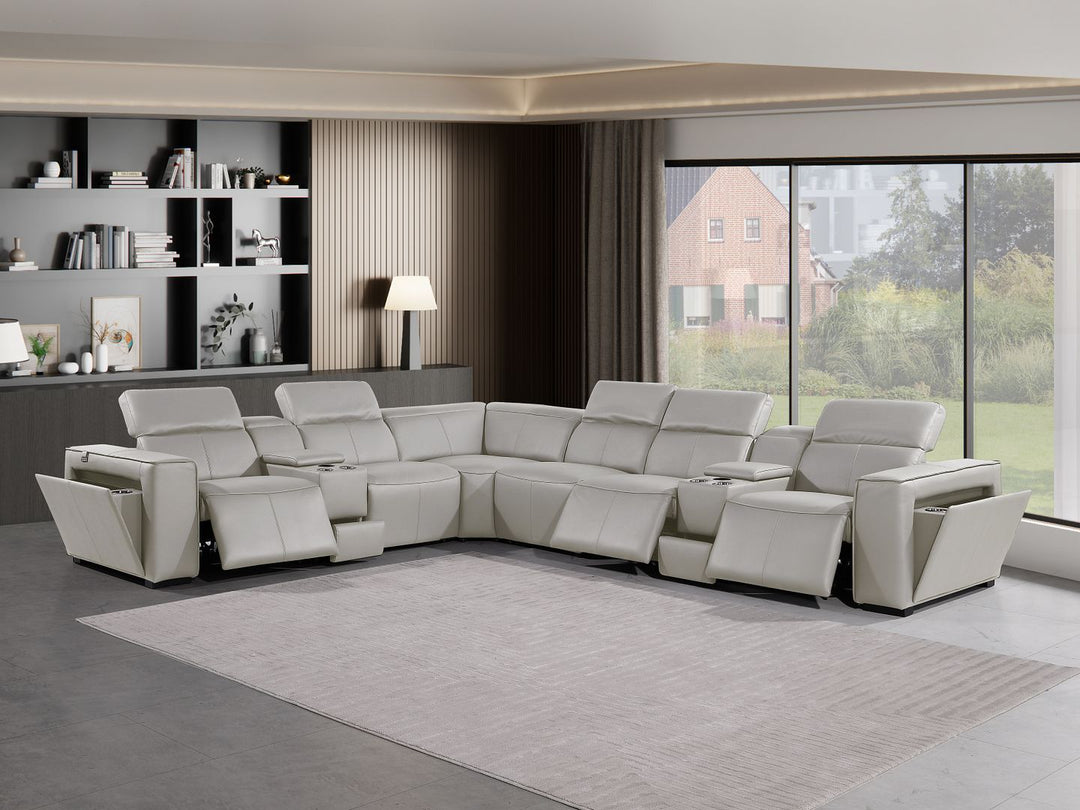 1224 - 8-Piece L-Shaped Sectional Sofa In With 3 Power Recliners &amp; Power Headrests