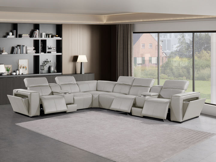 1224 - 8-Piece L-Shaped Sectional Sofa In With 3 Power Recliners &amp; Power Headrests