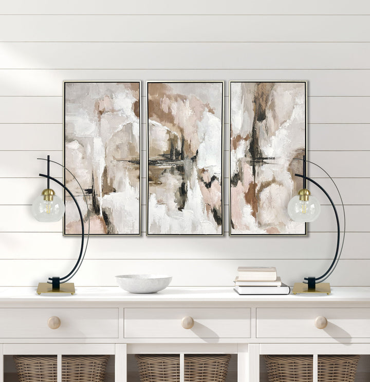 "Eclipse Aura" Metal Table Lamp With Glass Globe (Set of 2) - Matte Black / Gold / Clear Glass