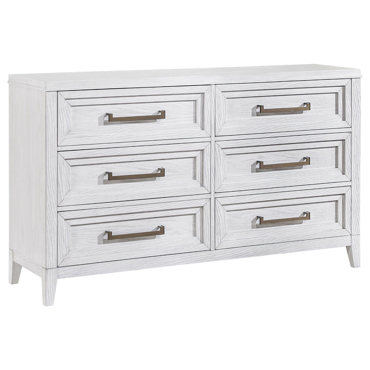 Marielle - 6-Drawer Bedroom Dresser - Distressed White