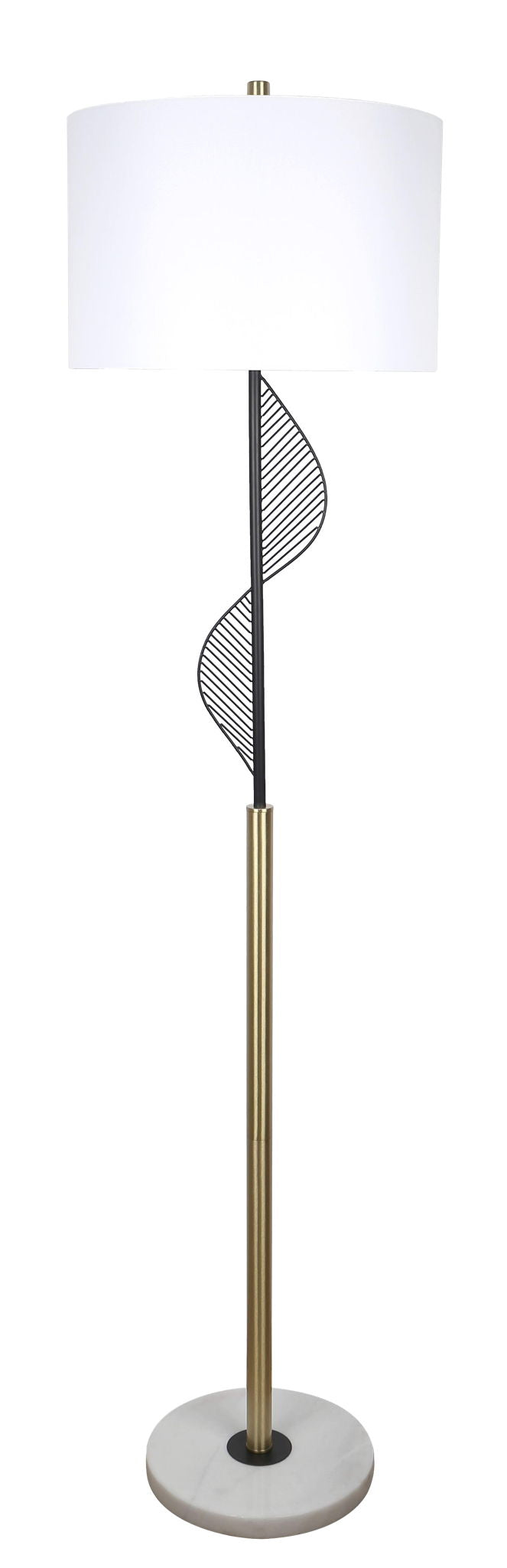 Spiral Radiance I Metal &amp; Marble Floor Lamp - Matte Black / Soft Gold