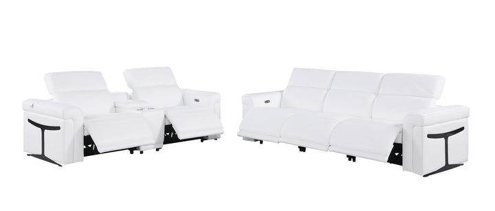 1126 - 6-Piece Modular Power Reclining Sofa And Console Loveseat Set In With 5 Power Recliners &amp; Power Headrests