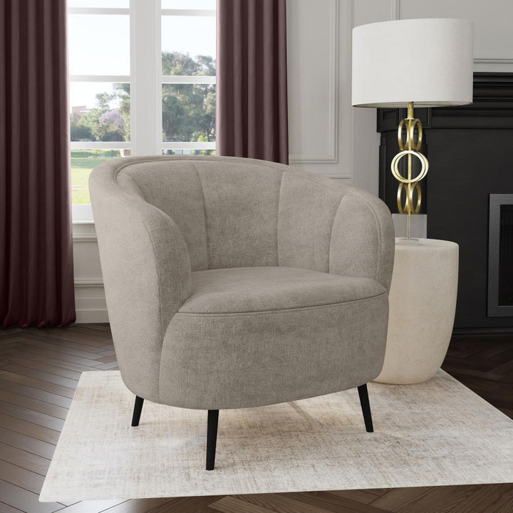 Ellorie - Upholstered Channel Back Curved Chair - Beige
