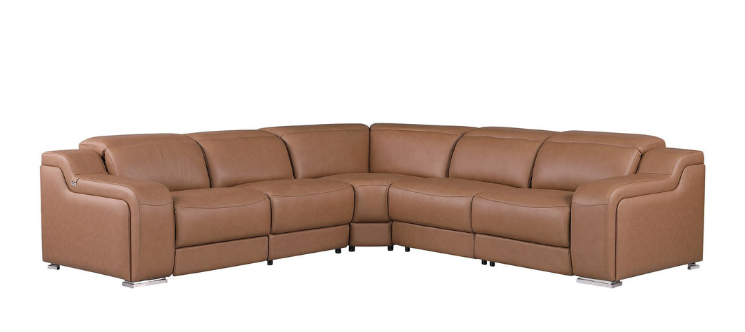 1116 - 5-Piece L-Shaped Sectional Sofa In With 3 Power Recliners &amp; Power Headrests