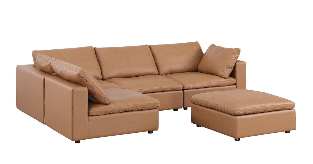 1100 - 5-Piece Left Arm Facing 3-Seat Sectional (Top-Grain Italian Leather)