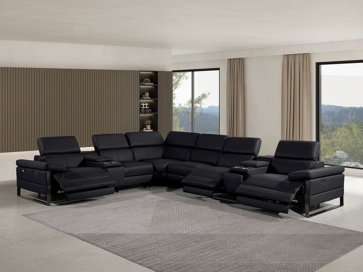 1246 - 8-Piece L-Shaped Modular Power Reclining Sectional With 3 Power Recliners And Power Headrests