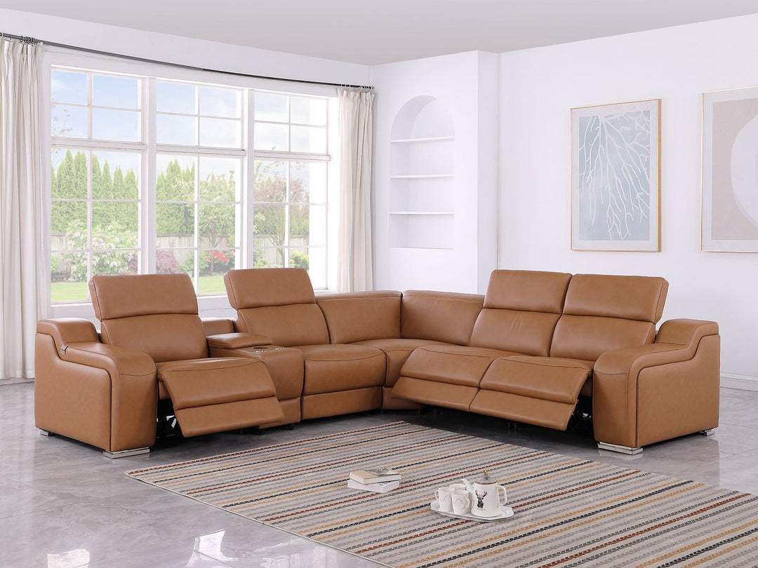 1116 - 6-Piece L-Shaped Sectional Sofa In With 3 Power Recliners &amp; Power Headrests
