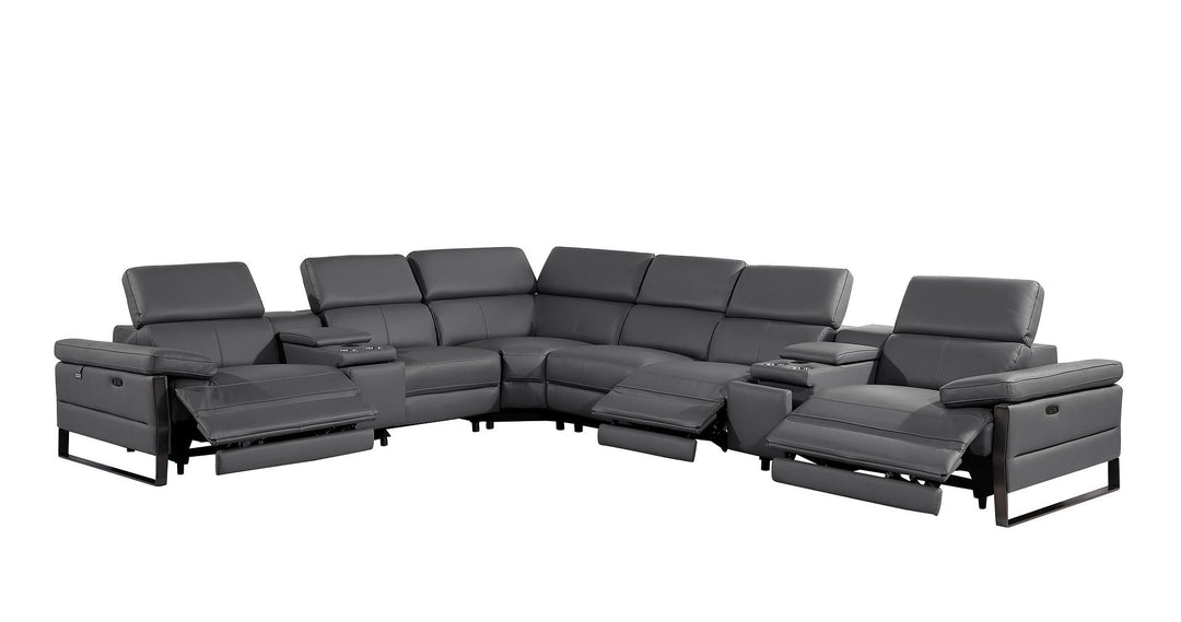1246 - 8-Piece L-Shaped Modular Power Reclining Sectional With 3 Power Recliners And Power Headrests