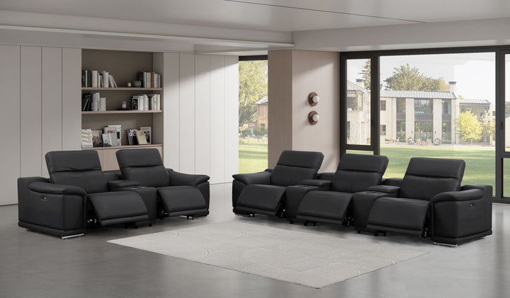 2679 - Power Reclining Sofa And Loveseat In Genuine Leather (5 Recliners With Power Headrests &amp; 3 Consoles)