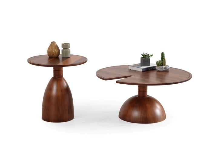 873 Walnut 2 Pc Coffee Table Set