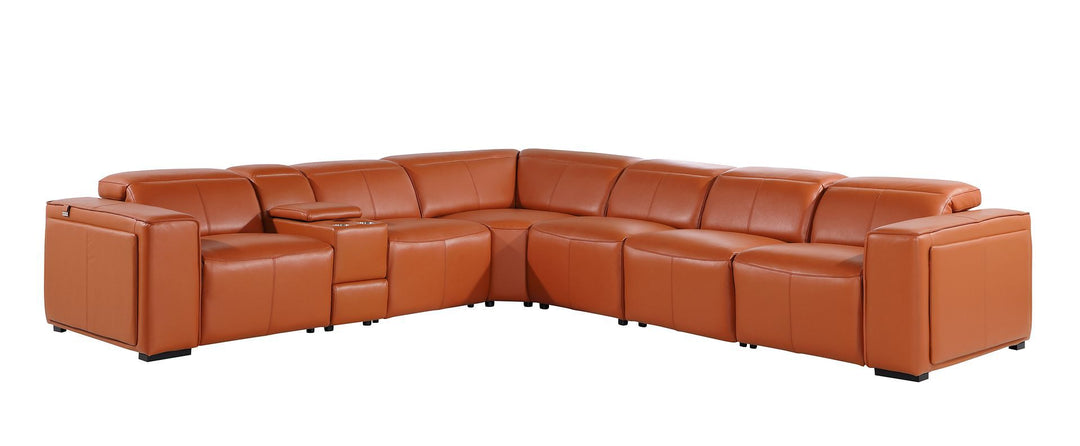 1224 - 7-Piece L-Shaped Sectional Sofa In With 4 Power Recliners &amp; Power Headrests