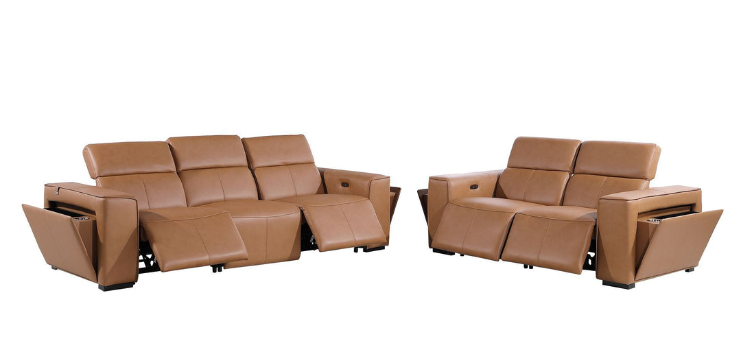 1224 - 5-Piece Modular Power Reclining Sofa And Loveseat Set In With 4 Power Recliners &amp; Power Headrests