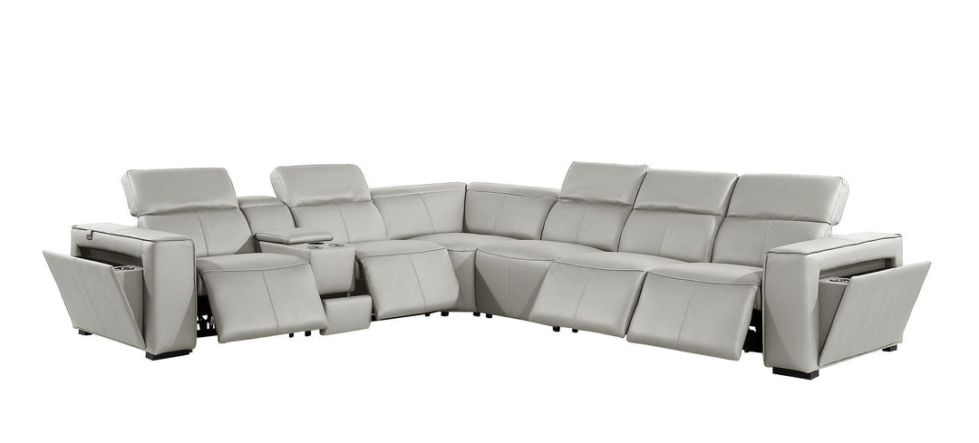 1224 - 7-Piece L-Shaped Sectional Sofa In With 4 Power Recliners &amp; Power Headrests