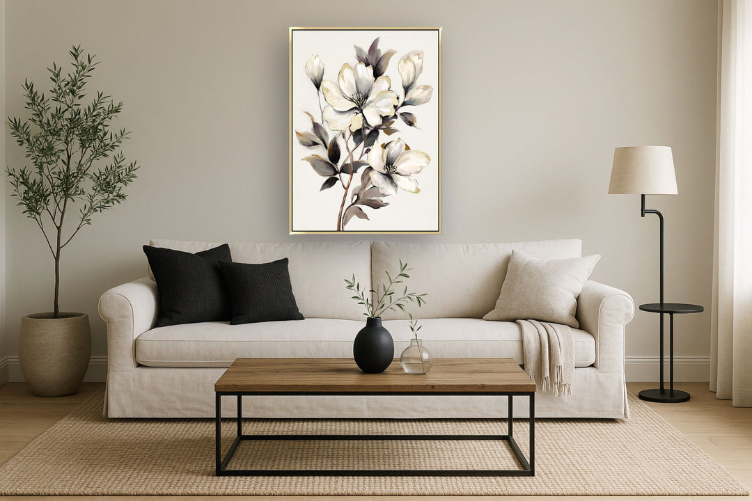 Ivory Bloom Serenade - 35" x 47" Framed Wall Art