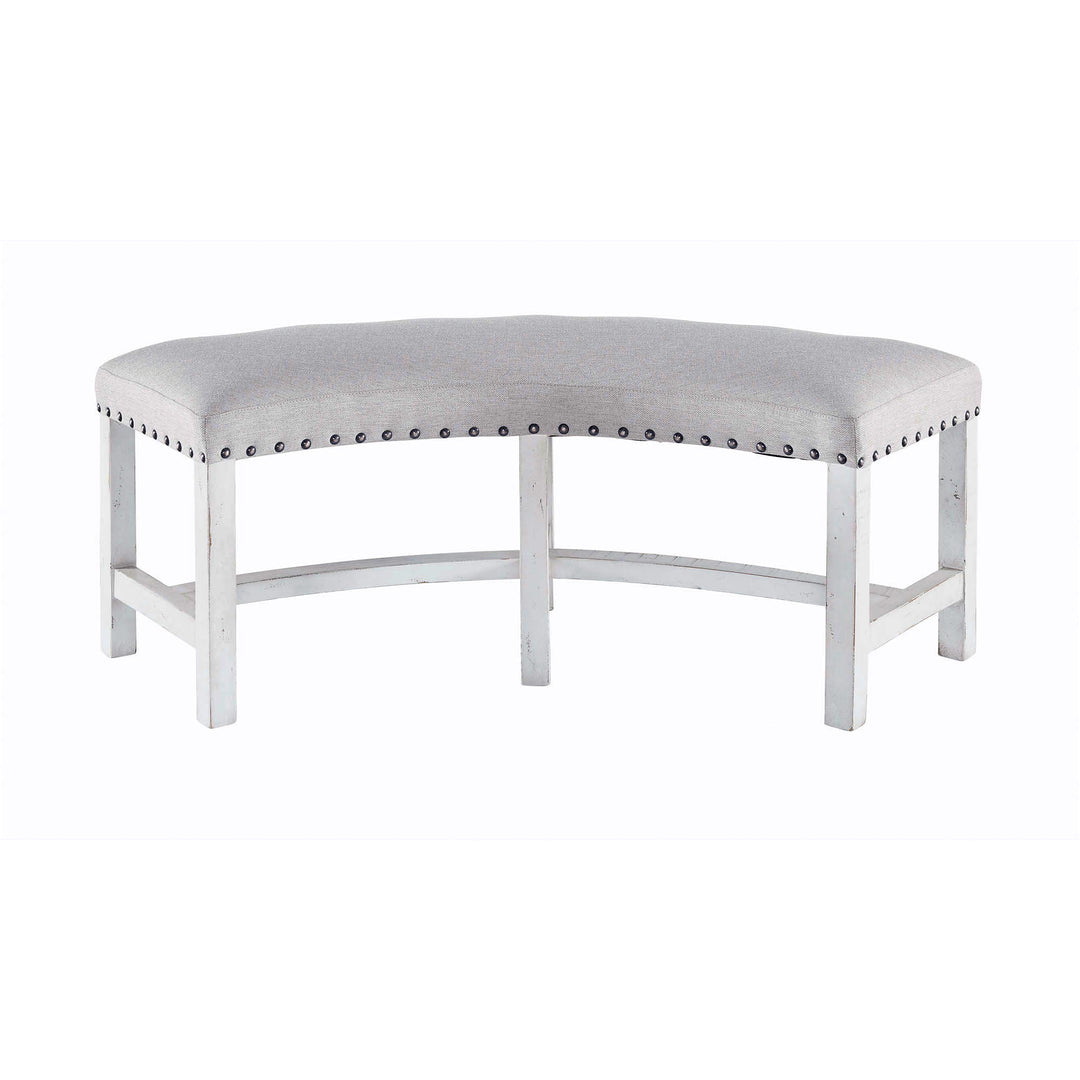 Condesa - Round Dining-White Round Bench - Distressed White Finish