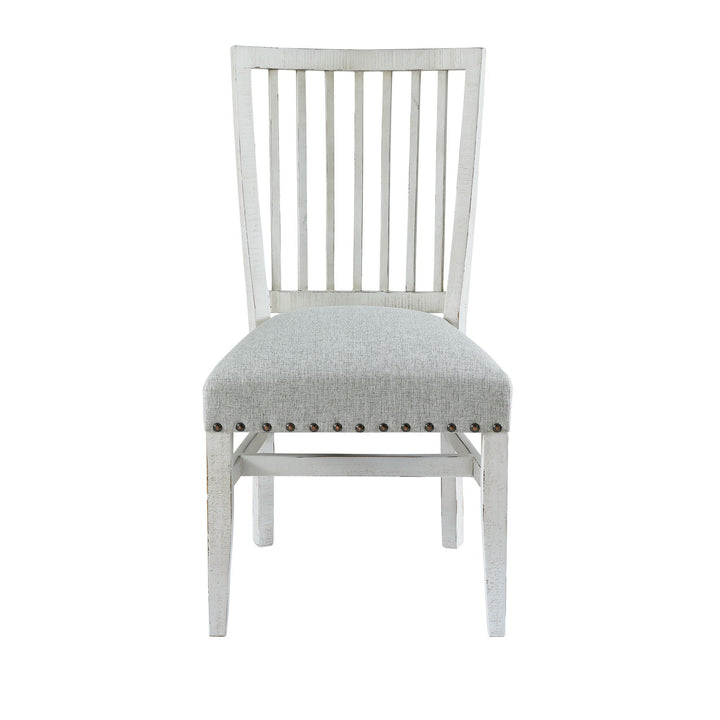 Condesa - Round Dining-White Wing Slat Back Side Chair (Set of 2) - Distressed White Finish