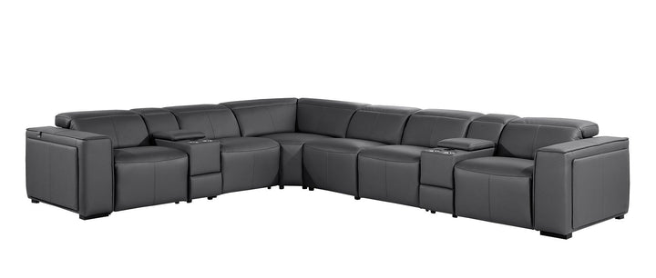 1224 - 8-Piece L-Shaped Sectional Sofa In With 3 Power Recliners &amp; Power Headrests