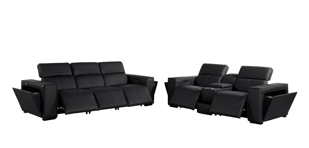 1224 - 6-Piece Modular Power Reclining Sofa And Console Loveseat Set In With 5 Power Recliners &amp; Power Headrests