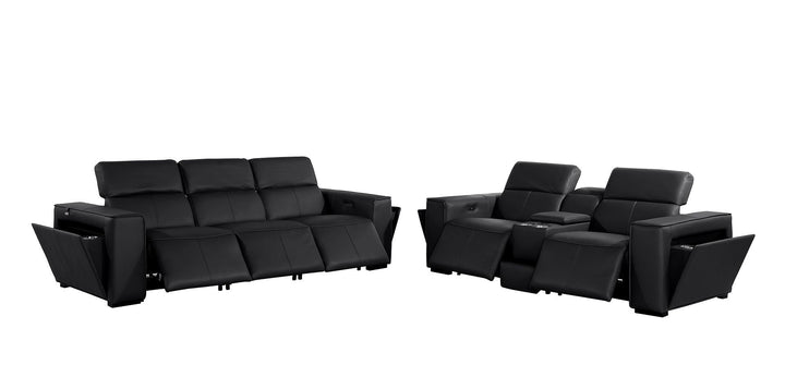 1224 - 6-Piece Modular Power Reclining Sofa And Console Loveseat Set In With 5 Power Recliners &amp; Power Headrests