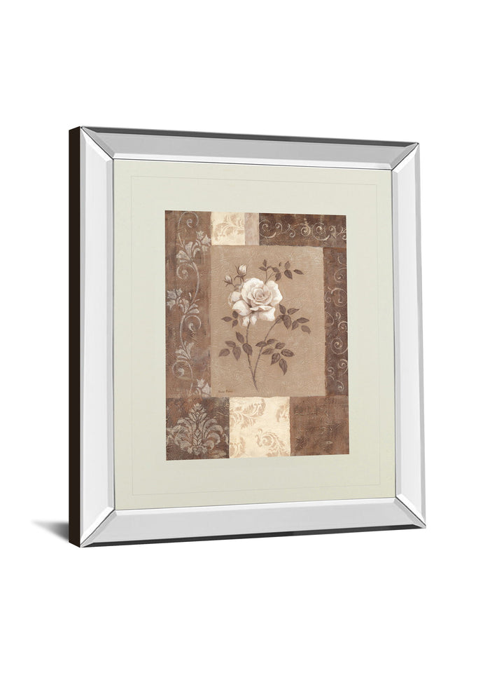 Single Rose By Vivian Flasch - Mirror Framed Print Wall Art - Light Brown