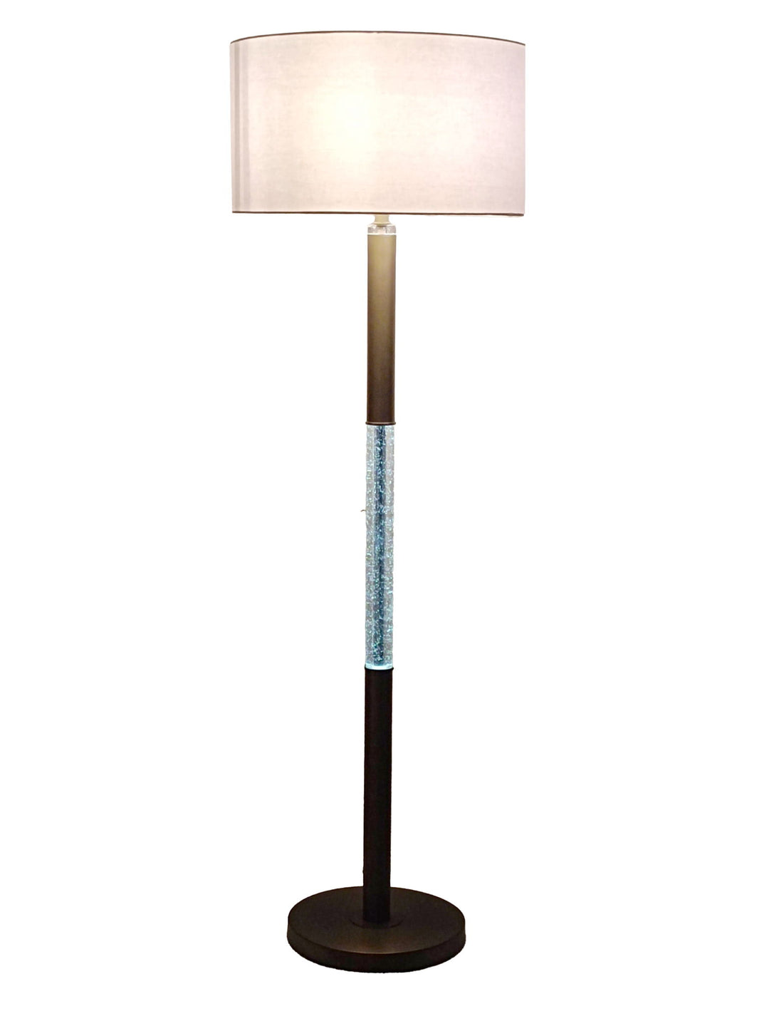 Golden Brilliance Metal &amp; Seeded Crystal Floor Lamp With Night Light - Matte Golden Bronze