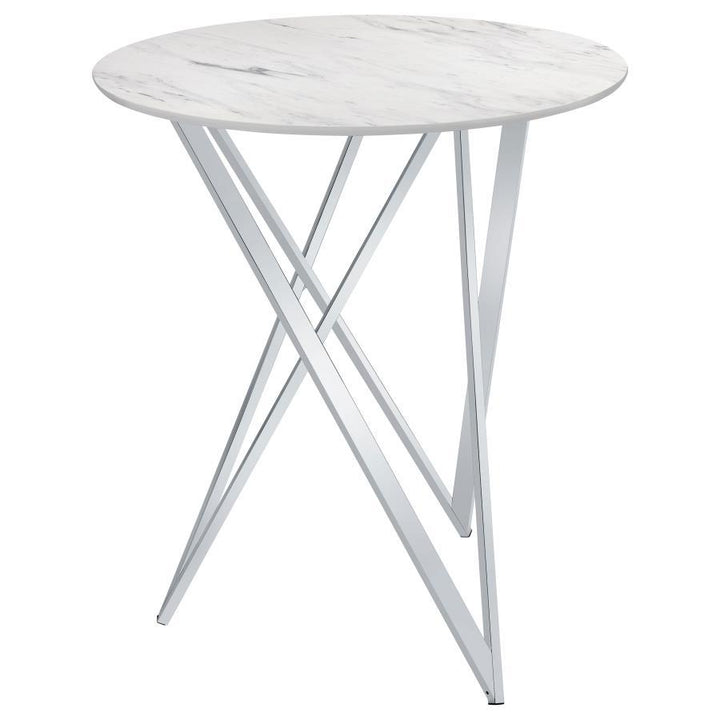 Bexter - Round Faux Marble Bistro Bar Table - Chrome