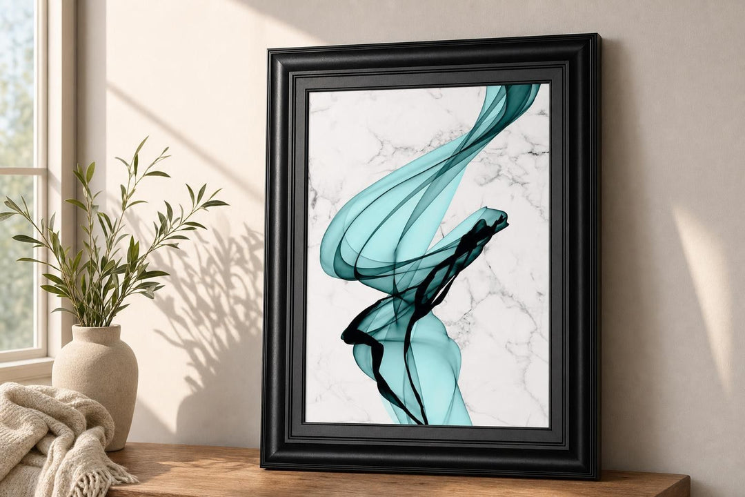 Teal Ribbons I Framed Print By Irena Orlov - Light Blue
