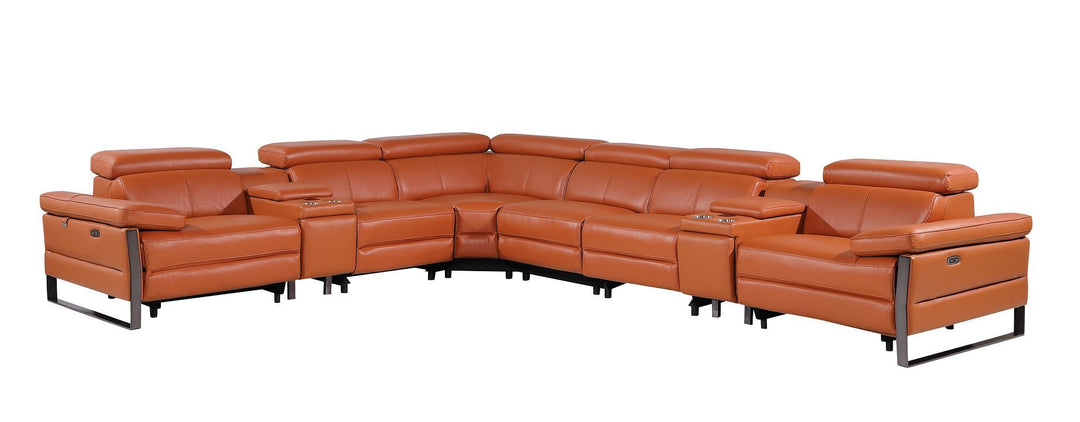 1246 - 8-Piece L-Shaped Modular Power Reclining Sectional With 3 Power Recliners And Power Headrests