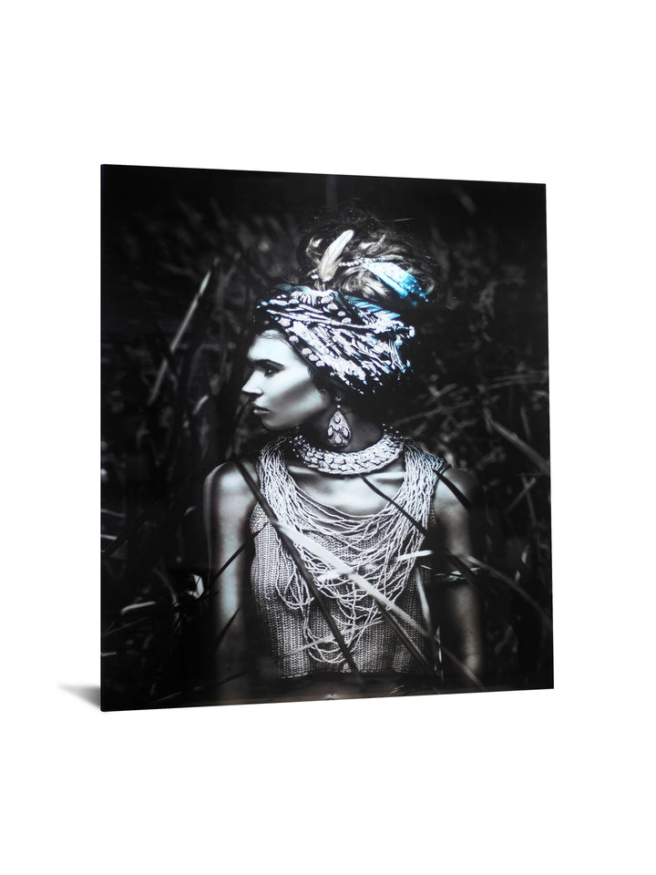 Temp Glass With Foil &amp; Rhinestones - Woman Native - Dark Gray
