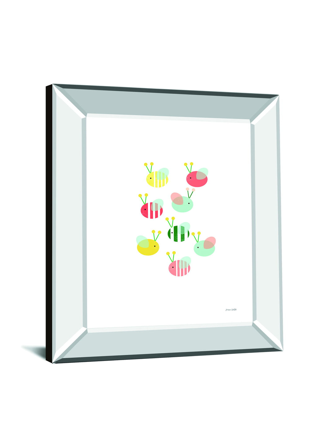 Bumblebee Friends By Ann Kelle - Mirror Framed Print Wall Art - White
