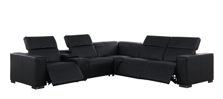 1208 - 6-Piece L-Shaped Leather Reclining Sectional With 3 Power Recliners