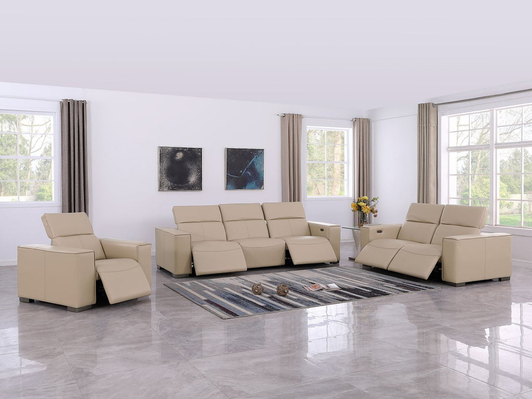 1208 - Leather Reclining Set (Sofa, Loveseat &amp; Chair With 5 Power Recliners)