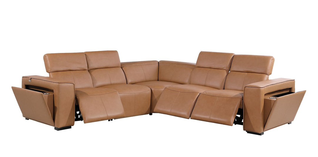 1224 - 5-Piece L-Shaped Sectional Sofa In With 3 Power Recliners &amp; Power Headrests