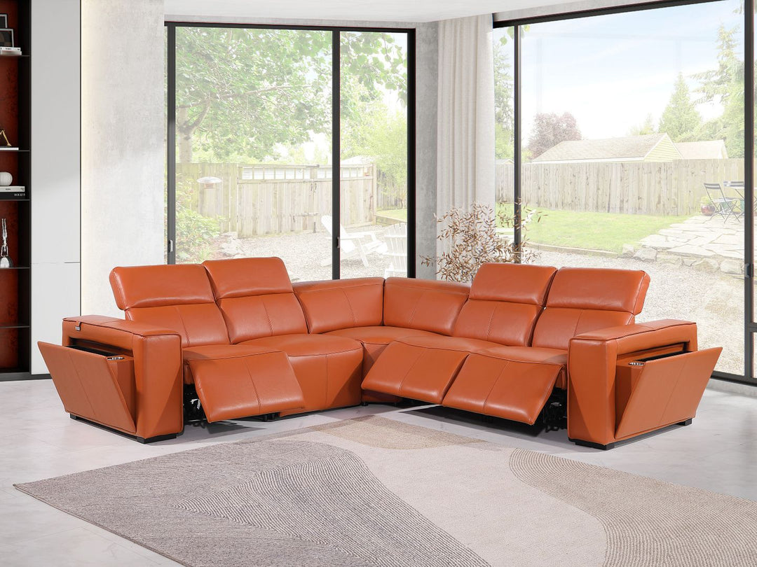 1224 - 5-Piece L-Shaped Sectional Sofa In With 3 Power Recliners &amp; Power Headrests